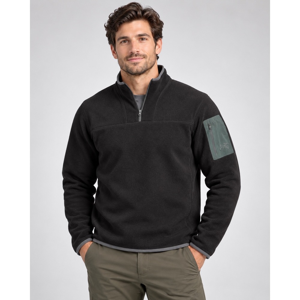 Arcteryx Rho AR Quarter Zip Fleece Pullover Black Mens Small Sleeve Pocket